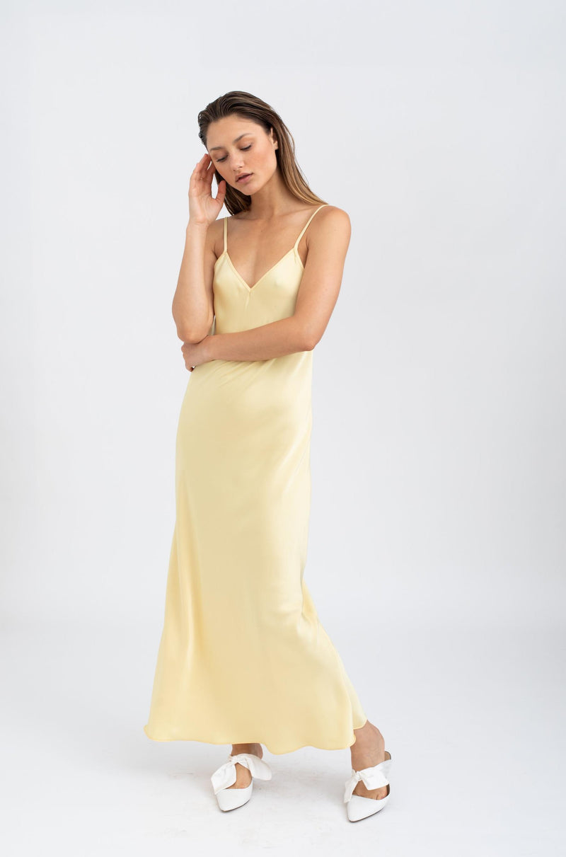 Mona Maxi Slip Dress - Yellow