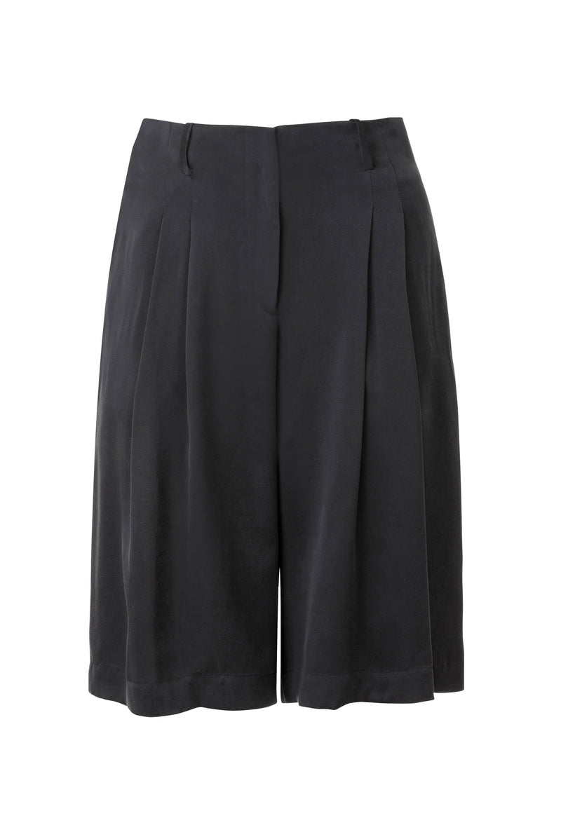 Caro Tailored Silk Shorts / Black