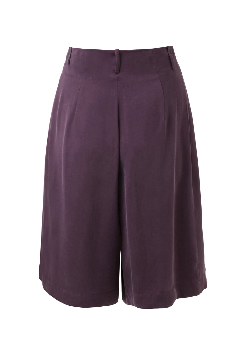 Caro Tailored Silk Shorts / Eggplant