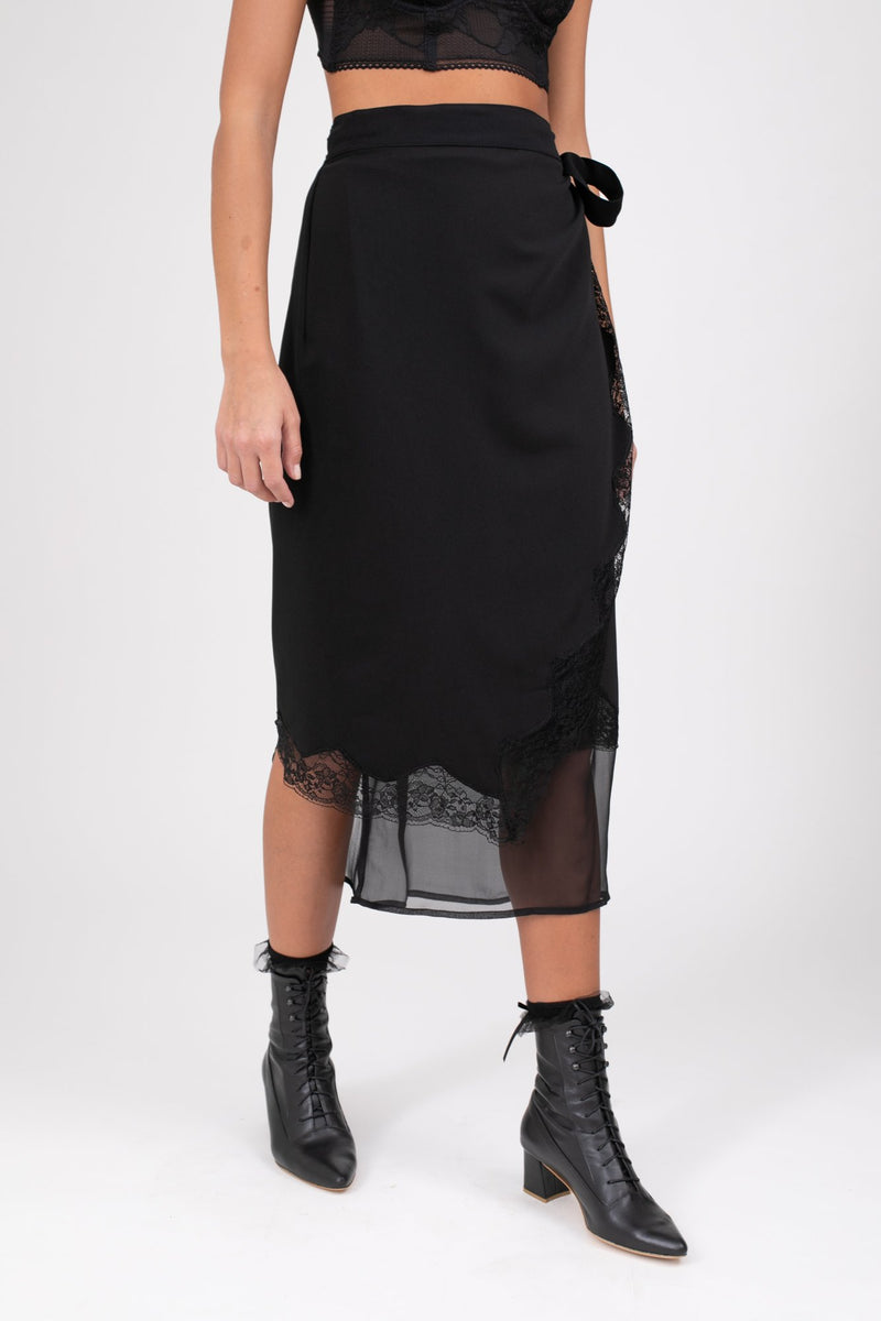 Laurette Wrap Skirt - Black
