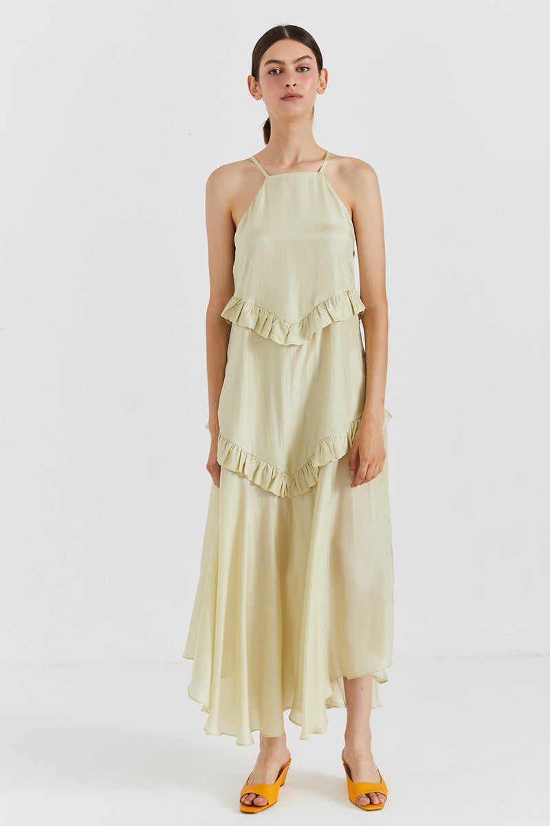 Simonne Silk Dress - Lime