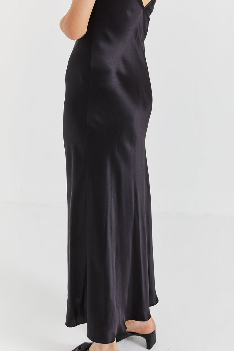 Mona Maxi Slip Dress - Black
