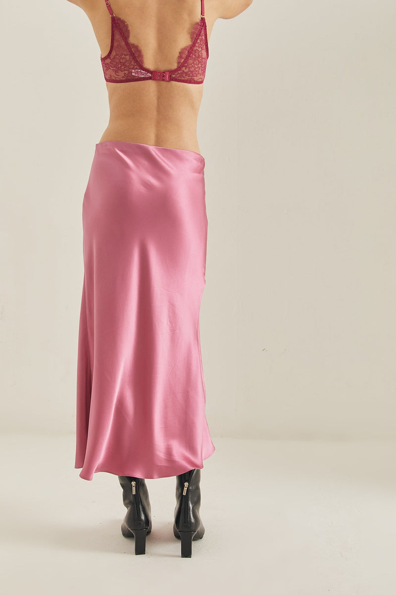 Penny Silk Skirt - Rose Pink